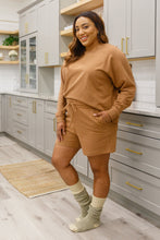 Load image into Gallery viewer, Long Sleeve Sweatshirt Top &amp; Shorts Set In Camel