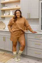 Load image into Gallery viewer, Long Sleeve Sweatshirt Top &amp; Shorts Set In Camel