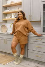 Load image into Gallery viewer, Long Sleeve Sweatshirt Top &amp; Shorts Set In Camel