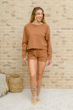 Load image into Gallery viewer, Long Sleeve Sweatshirt Top &amp; Shorts Set In Camel