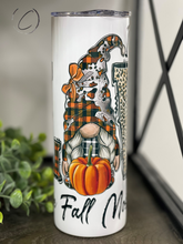Load image into Gallery viewer, Love Fall Most Of All Gnomes 20oz Skinny Tumbler