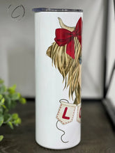 Load image into Gallery viewer, Love Highland Cow 20oz Skinny Tumbler
