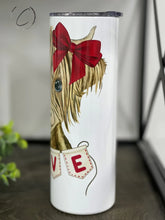 Load image into Gallery viewer, Love Highland Cow 20oz Skinny Tumbler