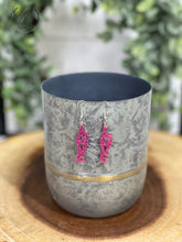 Load image into Gallery viewer, Love Pink Glitter Dangle Earrings