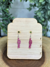 Load image into Gallery viewer, Love Pink Glitter Dangle Earrings