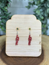 Load image into Gallery viewer, Love Red Glitter Dangle Earrings