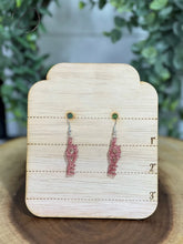 Load image into Gallery viewer, Love Rose Gold Glitter Dangle Earrings