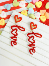 Load image into Gallery viewer, PREORDER: Love Pearl &amp; Glitter Dangle Earrings