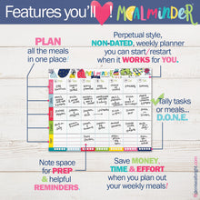 Load image into Gallery viewer, 52-Week Meal Minder® Weekly Menu Planner Pad | Grocery List | Bonus Dry Erase Menu Board