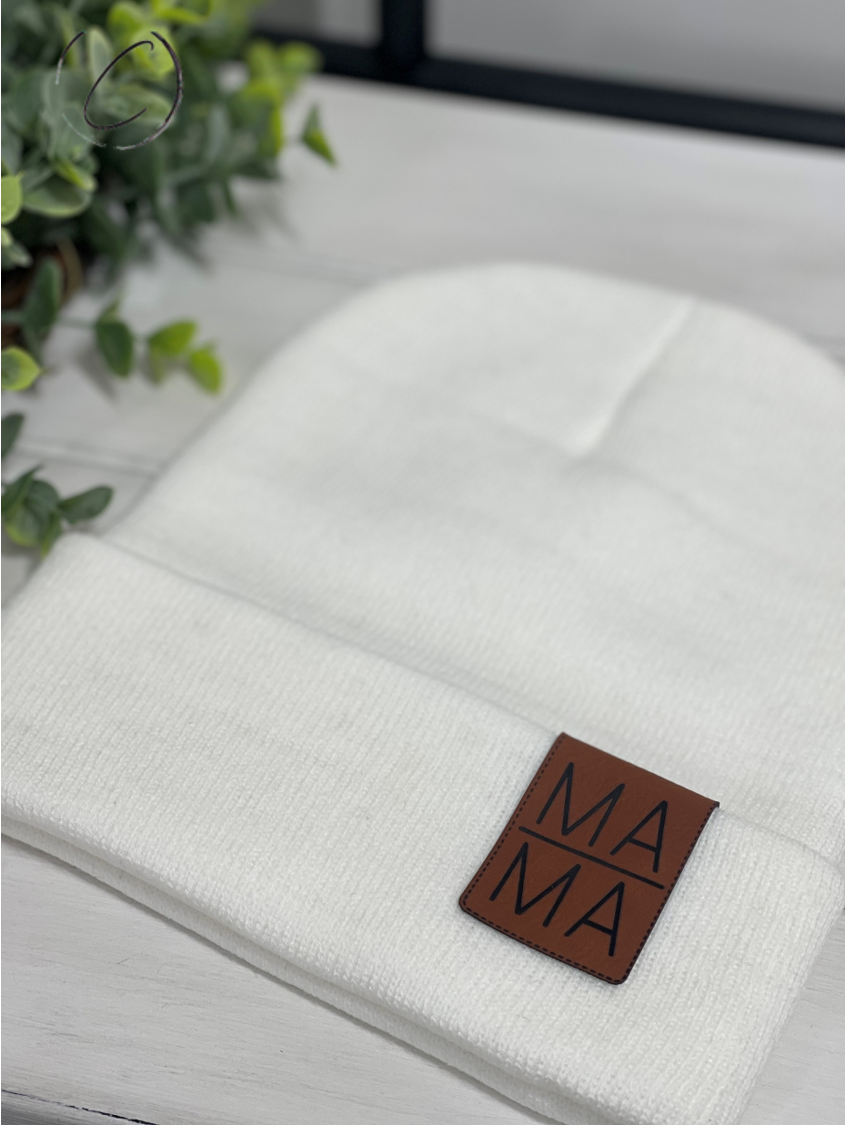 Mama Stacked Cuff Patch Beanie