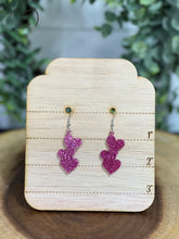 Load image into Gallery viewer, Mended Hearts Pink Glitter Dangle Earrings
