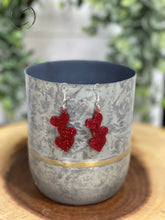 Load image into Gallery viewer, Mended Hearts Red Glitter Dangle Earrings