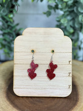 Load image into Gallery viewer, Mended Hearts Red Glitter Dangle Earrings