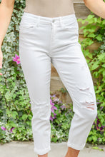 Load image into Gallery viewer, Mid-Rise Boyfriend Destroyed White Judy Blue Jeans