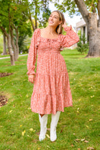 Load image into Gallery viewer, Now Is Your Chance Floral Midi Dress In Rust