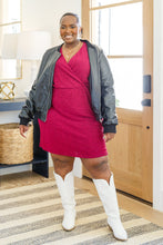 Load image into Gallery viewer, Only You Surplice Neck Sparkle Knit Dress In Magenta