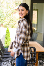 Load image into Gallery viewer, Outside Stroll Plaid Waist Tie Shacket In Brown