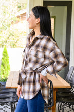 Load image into Gallery viewer, Outside Stroll Plaid Waist Tie Shacket In Brown