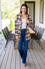Load image into Gallery viewer, Outside Stroll Plaid Waist Tie Shacket In Brown