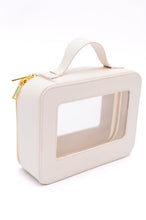 Load image into Gallery viewer, PU Leather Travel Cosmetic Case in Cream