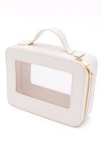 Load image into Gallery viewer, PU Leather Travel Cosmetic Case in Cream