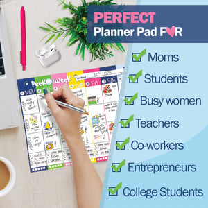 NEW! Peek at the Week® Weekly Planner Pad | Checklists, Priorities, Dry Erase Backer | Simple Cheery Week