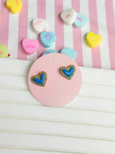 Load image into Gallery viewer, PREORDER: Pave Enamel Heart Stud Earrings in Two Colors