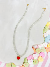 Load image into Gallery viewer, PREORDER: Pearl Bead Heart Charm Necklaces in Two Colors