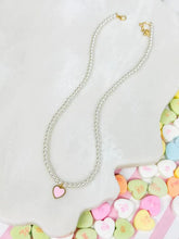 Load image into Gallery viewer, PREORDER: Pearl Bead Heart Charm Necklaces in Two Colors