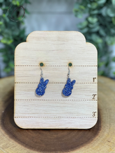 Load image into Gallery viewer, Peeps Blue Glitter Dangle Earrings