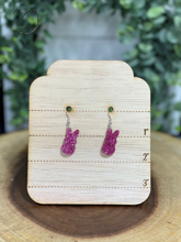 Load image into Gallery viewer, Peeps Pink Glitter Dangle Earrings