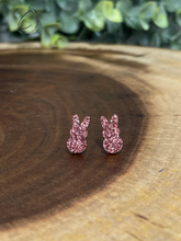 Load image into Gallery viewer, Peeps Rose Gold Glitter Stud Earrings