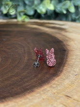 Load image into Gallery viewer, Peeps Rose Gold Glitter Stud Earrings