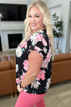 Load image into Gallery viewer, Lizzy Cap Sleeve Top in Black Floral