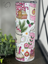 Load image into Gallery viewer, Pink Peppermint Christmas 20oz Skinny Tumbler