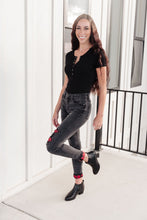 Load image into Gallery viewer, Plaid Peek-A-Boo Jeans in Charcoal