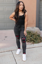 Load image into Gallery viewer, Plaid Peek-A-Boo Jeans in Charcoal