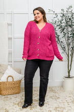 Load image into Gallery viewer, Popcorn Knit Cardigan In Magenta