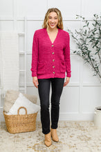 Load image into Gallery viewer, Popcorn Knit Cardigan In Magenta