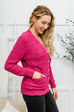 Load image into Gallery viewer, Popcorn Knit Cardigan In Magenta
