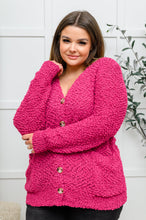 Load image into Gallery viewer, Popcorn Knit Cardigan In Magenta