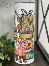 Load image into Gallery viewer, Pumpkin Spice Farm Animals 20oz Skinny Tumbler