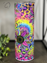 Load image into Gallery viewer, Rainbow Leopard Sunflower 20oz Skinny Tumbler