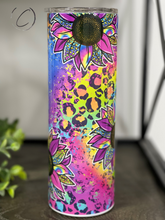 Load image into Gallery viewer, Rainbow Leopard Sunflower 20oz Skinny Tumbler