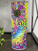 Load image into Gallery viewer, Rainbow Leopard Sunflower 20oz Skinny Tumbler