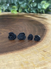Load image into Gallery viewer, Rose Black Stud Earrings