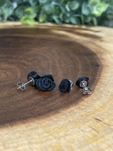 Load image into Gallery viewer, Rose Black Stud Earrings