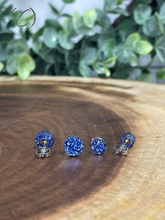 Load image into Gallery viewer, Round Blue Glitter Stud Earrings