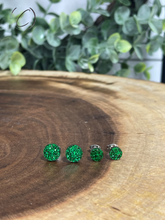Load image into Gallery viewer, Round Green Glitter Stud Earrings