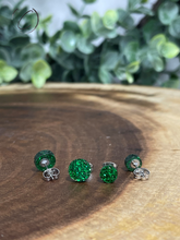 Load image into Gallery viewer, Round Green Glitter Stud Earrings